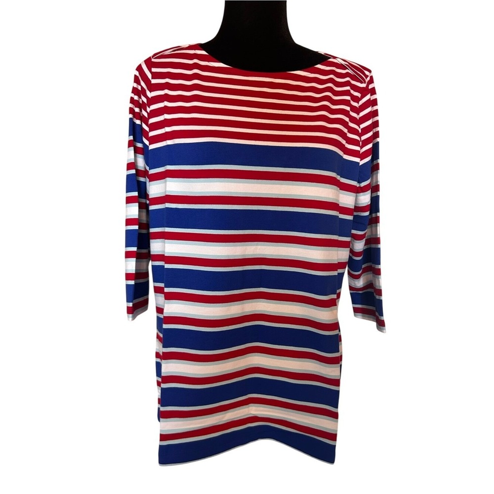 NWT d&co Denim and Company Striped Multicolor Shirt Top Size Medium